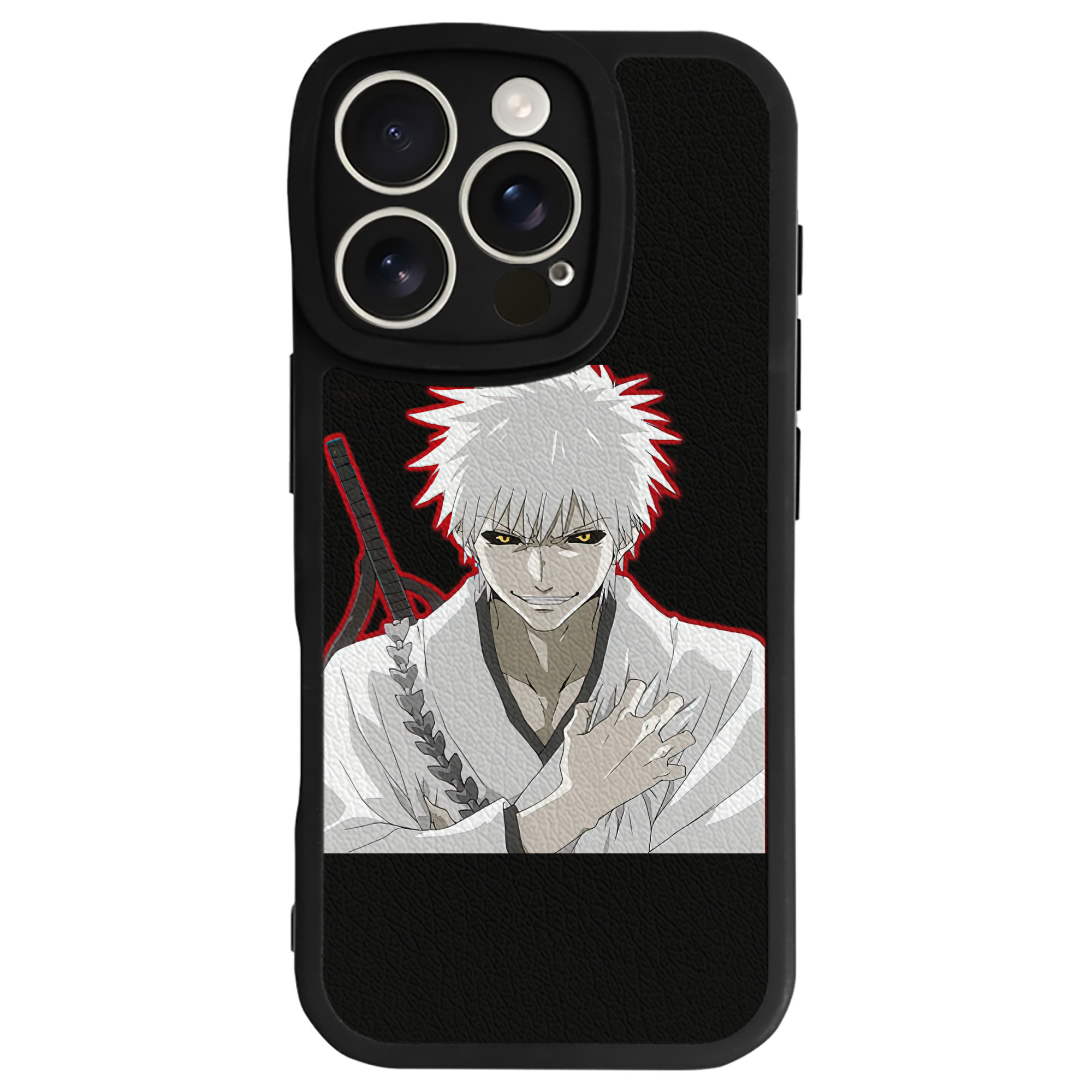 ブリーチ 黒崎一護（くろさき いちご）BLEACH Kurosaki Ichigo 【iPhone 16シリーズ対応】シリコンスマホケース（レザー調） 材質：シリコン